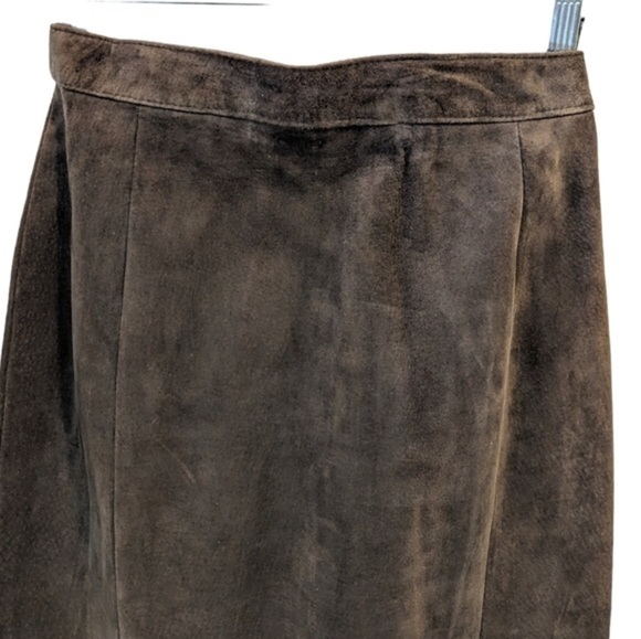 VINTAGE brown suede maxi skirt size 11 - Picture 2 of 8